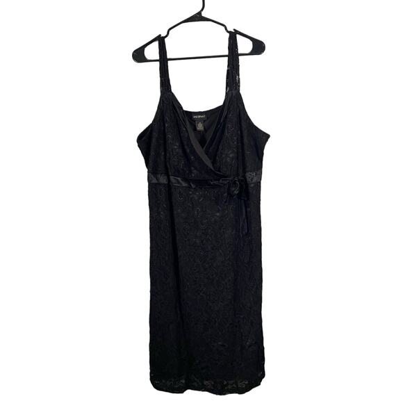 Lane Bryant Womens Plus 24 3XL Little Black Dress Tank Lace Tie Floral Nigh Out - Picture 1 of 7